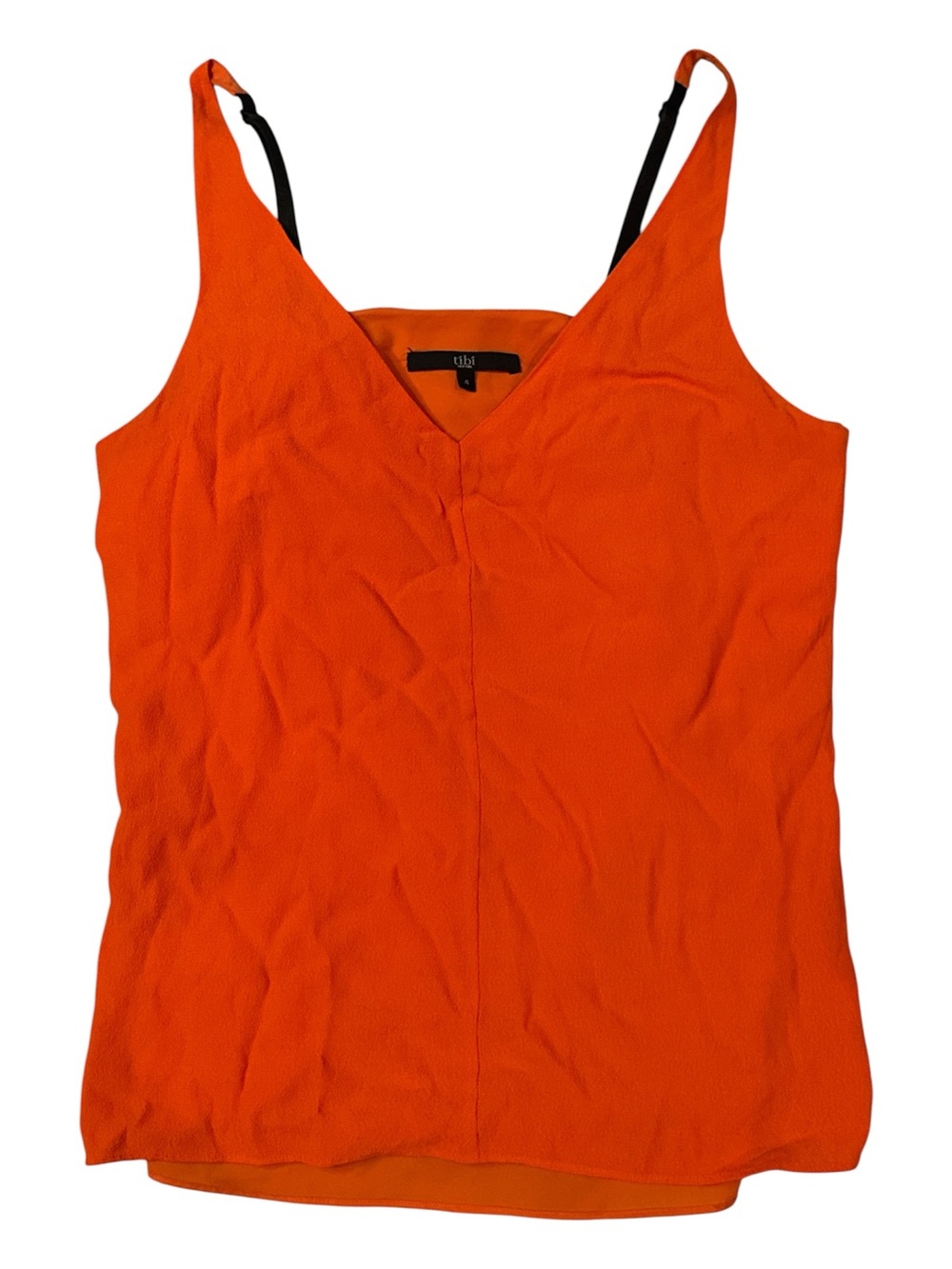 Tibi Orange V-Neck Adjustable Strap Camisole